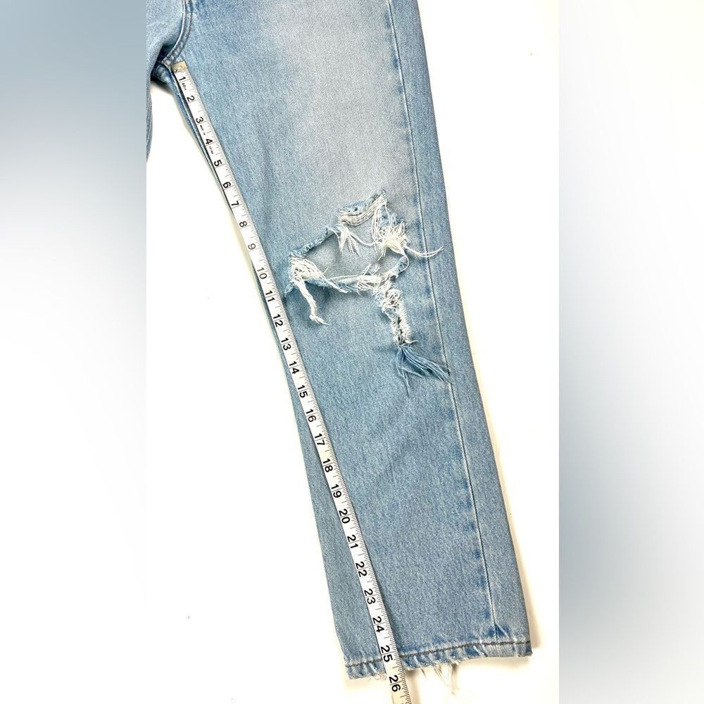 Agolde Riley High Rise Straight Crop Distressed Ripped Knee Jeans - Picture 15 of 15